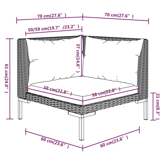 8 Piece Garden Lounge Set with Cushions Poly Rattan Dark , Furniture -> Outdoor Furniture -> Outdoor Furniture Sets , Chairs -,Decor -,Durable,eligant,Furniture -,Home & Garden -,Home Decor,Modern Design,new-305021,Outdoor Chairs,Outdoor Furniture -,Outdo