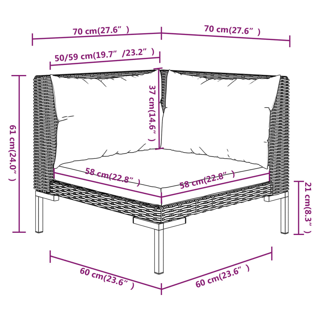 8 Piece Garden Lounge Set with Cushions Poly Rattan Dark , Furniture -> Outdoor Furniture -> Outdoor Furniture Sets , Chairs -,Decor -,Durable,eligant,Furniture -,Home & Garden -,Home Decor,Modern Design,new-305021,Outdoor Chairs,Outdoor Furniture -,Outdo