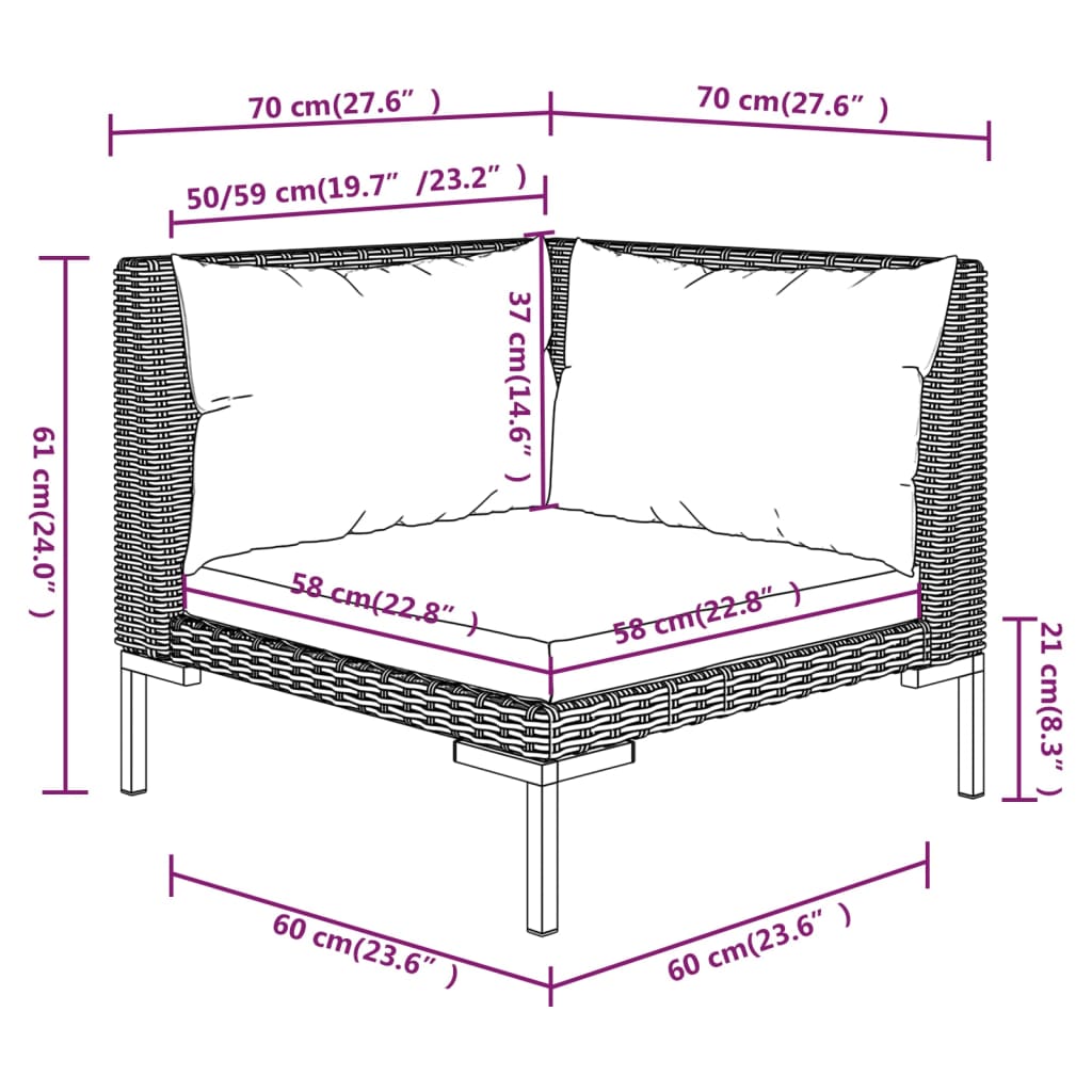 5 Piece Garden Lounge Set with Cushions Poly Rattan Dark , Furniture -> Outdoor Furniture -> Outdoor Furniture Sets , Chairs -,Durable,eligant,Furniture -,Home & Garden -,Home Decor,Modern Design,new-305021,Outdoor Furniture -,Outdoor Furniture Sets,Outdo