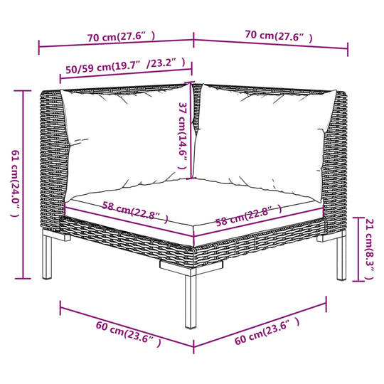 5 Piece Garden Lounge Set with Cushions Poly Rattan Dark , Furniture -> Outdoor Furniture -> Outdoor Furniture Sets , Chairs -,Durable,eligant,Furniture -,Home & Garden -,Home Decor,Modern Design,new-305021,Outdoor Furniture -,Outdoor Furniture Sets,Outdo