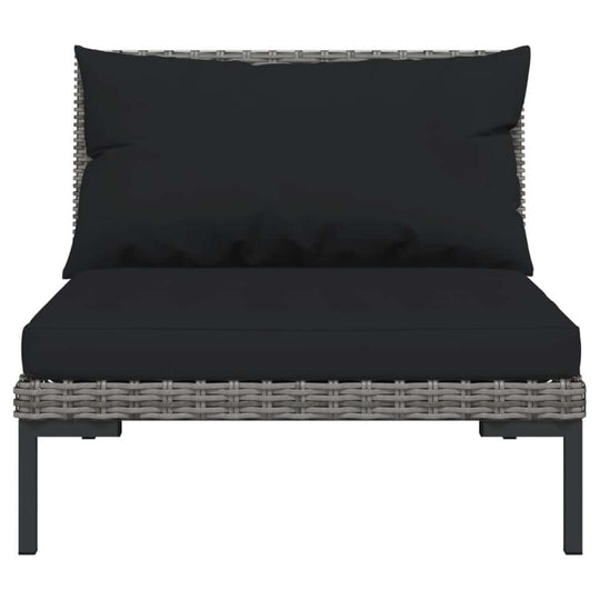 6 Piece Garden Lounge Set with Cushions Poly Rattan Dark single chair with black cushions and stylish wicker design.