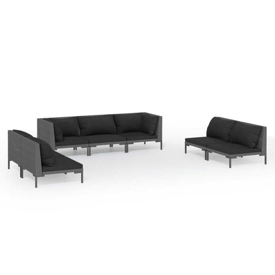 7 Piece Garden Lounge Set with Cushions Poly Rattan Dark featuring modern design and comfortable seating.
