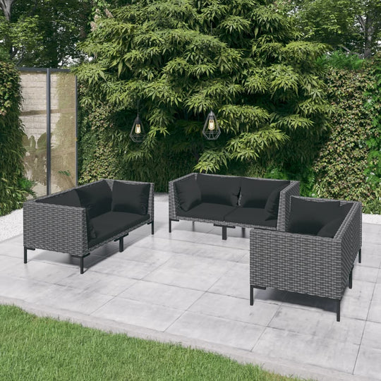 6 Piece Garden Lounge Set with Cushions Poly Rattan Dark , Furniture -> Outdoor Furniture -> Outdoor Furniture Sets , Durable,eligant,Furniture -,gray,Home & Garden -,Modern Design,new-305021,Outdoor Furniture -,Outdoor Furniture Sets,poly rattan