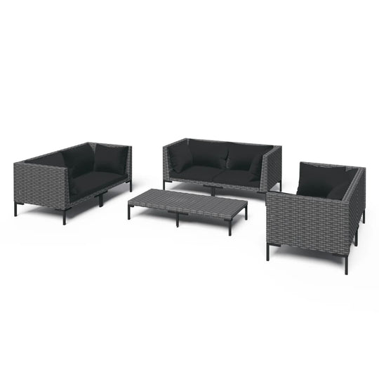 7 Piece Garden Lounge Set with Cushions Poly Rattan Dark featuring a stylish and durable outdoor design.