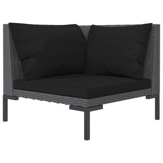 8 Piece Garden Lounge Set with Cushions Poly Rattan Dark Grey