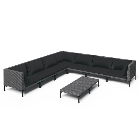 8 Piece Garden Lounge Set with Cushions Poly Rattan Dark featuring a sleek design and comfortable cushions for outdoor relaxation.