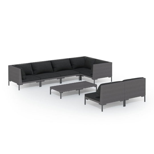 8 Piece Garden Lounge Set with Cushions Poly Rattan Dark in a stylish outdoor setting.
