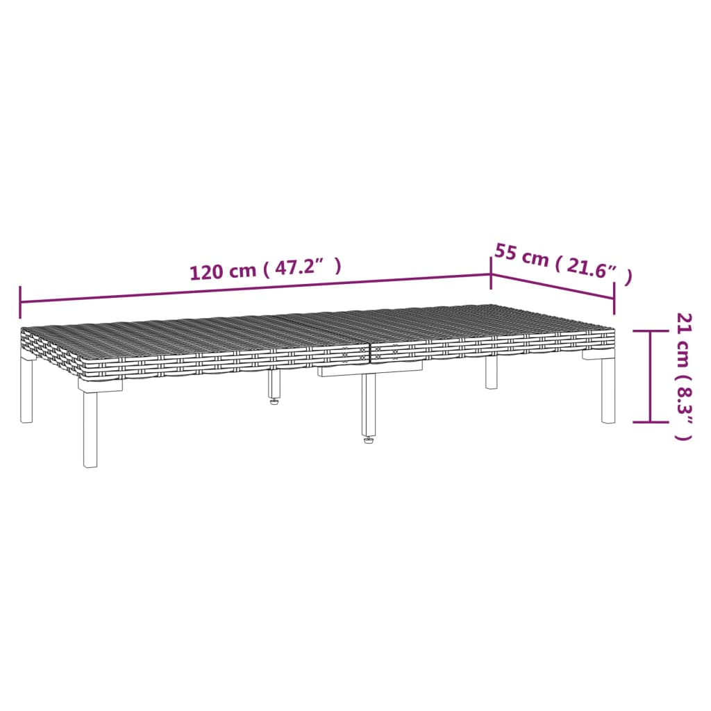 Dimensions of an 8 Piece Garden Lounge Set with Cushions Poly Rattan Dark, showing measurements in cm.
