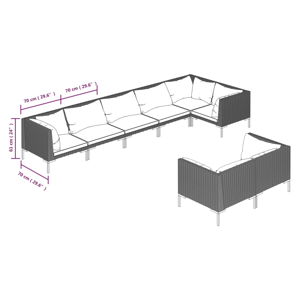 6 Piece Garden Lounge Set with Cushions Poly Rattan Dark , Furniture -> Outdoor Furniture -> Outdoor Furniture Sets , Durable,eligant,Furniture -,gray,Home & Garden -,Modern Design,new-305021,Outdoor Furniture -,Outdoor Furniture Sets,poly rattan