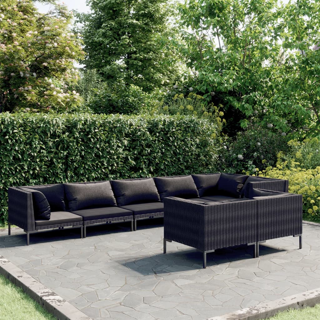 6 Piece Garden Lounge Set with Cushions Poly Rattan Dark , Furniture -> Outdoor Furniture -> Outdoor Furniture Sets , Durable,eligant,Furniture -,gray,Home & Garden -,Modern Design,new-305021,Outdoor Furniture -,Outdoor Furniture Sets,poly rattan