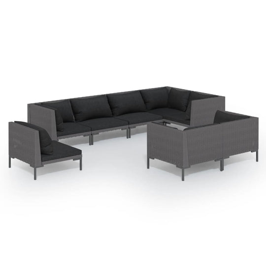 8 Piece Garden Lounge Set with Cushions Poly Rattan Dark featuring a stylish outdoor design with comfortable seating.