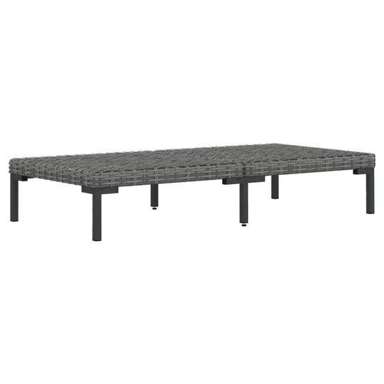 Dark poly rattan lounge sofa set table with sturdy steel frame, perfect for outdoor seating arrangements.