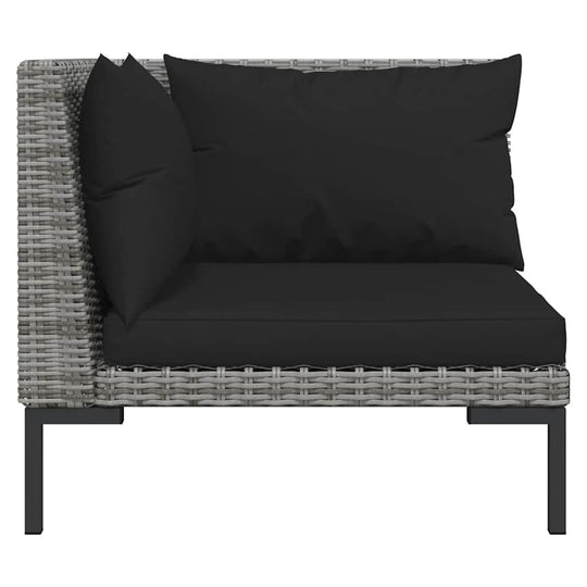 11 Piece Garden Lounge Set with Cushions Poly Rattan Dark - gray rattan corner sofa with black cushions