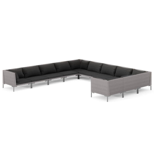 11 Piece Garden Lounge Set with Cushions Poly Rattan Dark in a modern outdoor setting.