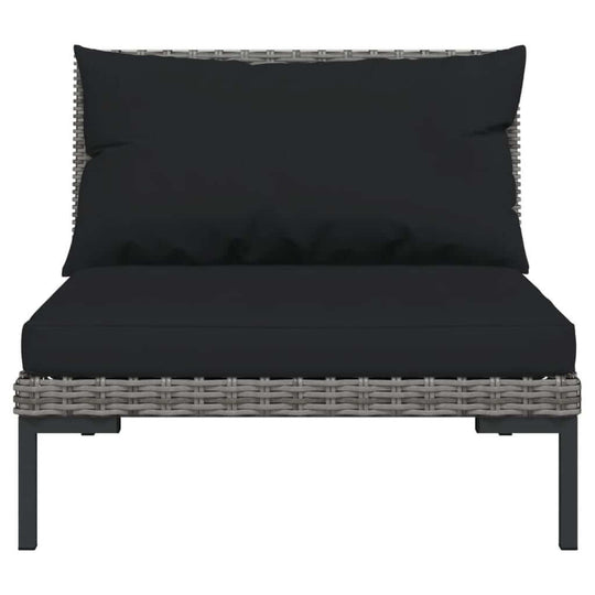 9 Piece Garden Lounge Set with Cushions Poly Rattan Dark - comfortable black cushion seating with rattan design.