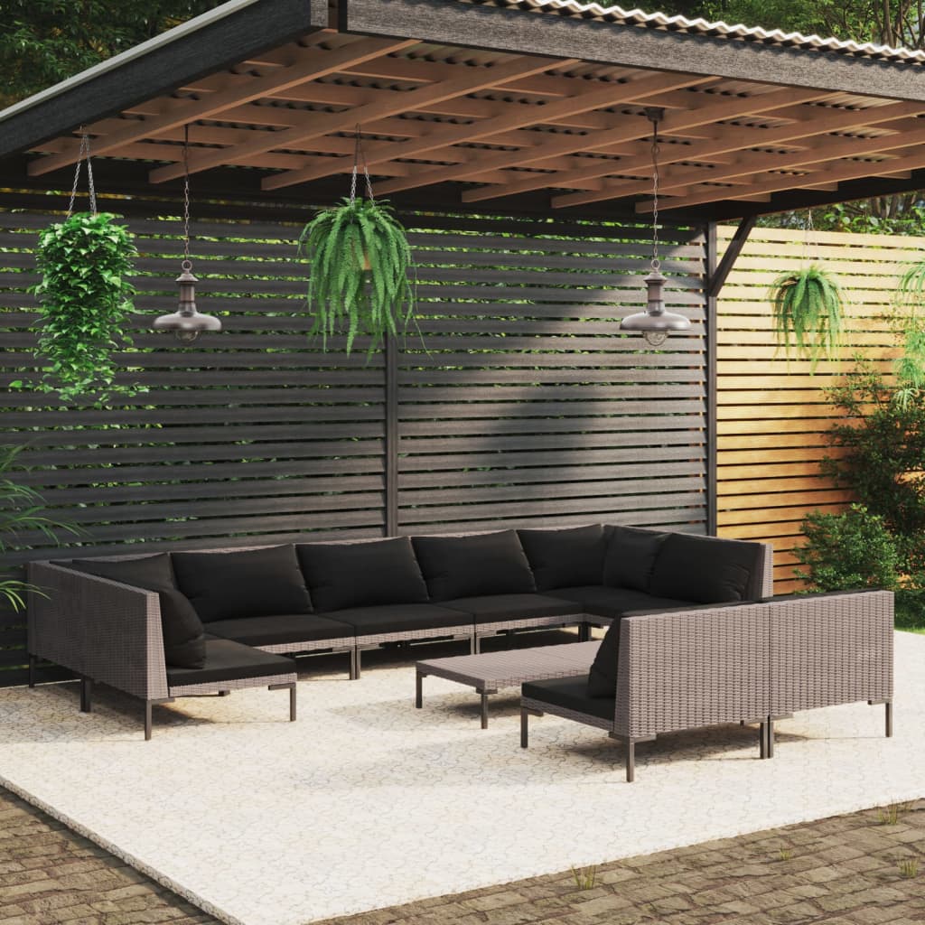 6 Piece Garden Lounge Set with Cushions Poly Rattan Dark , Furniture -> Outdoor Furniture -> Outdoor Furniture Sets , Durable,eligant,Furniture -,gray,Home & Garden -,Modern Design,new-305021,Outdoor Furniture -,Outdoor Furniture Sets,poly rattan