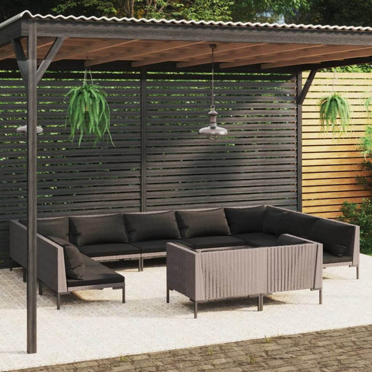 11 Piece Garden Lounge Set with Cushions in Dark Grey, featuring a sturdy frame and stylish design for outdoor relaxation.