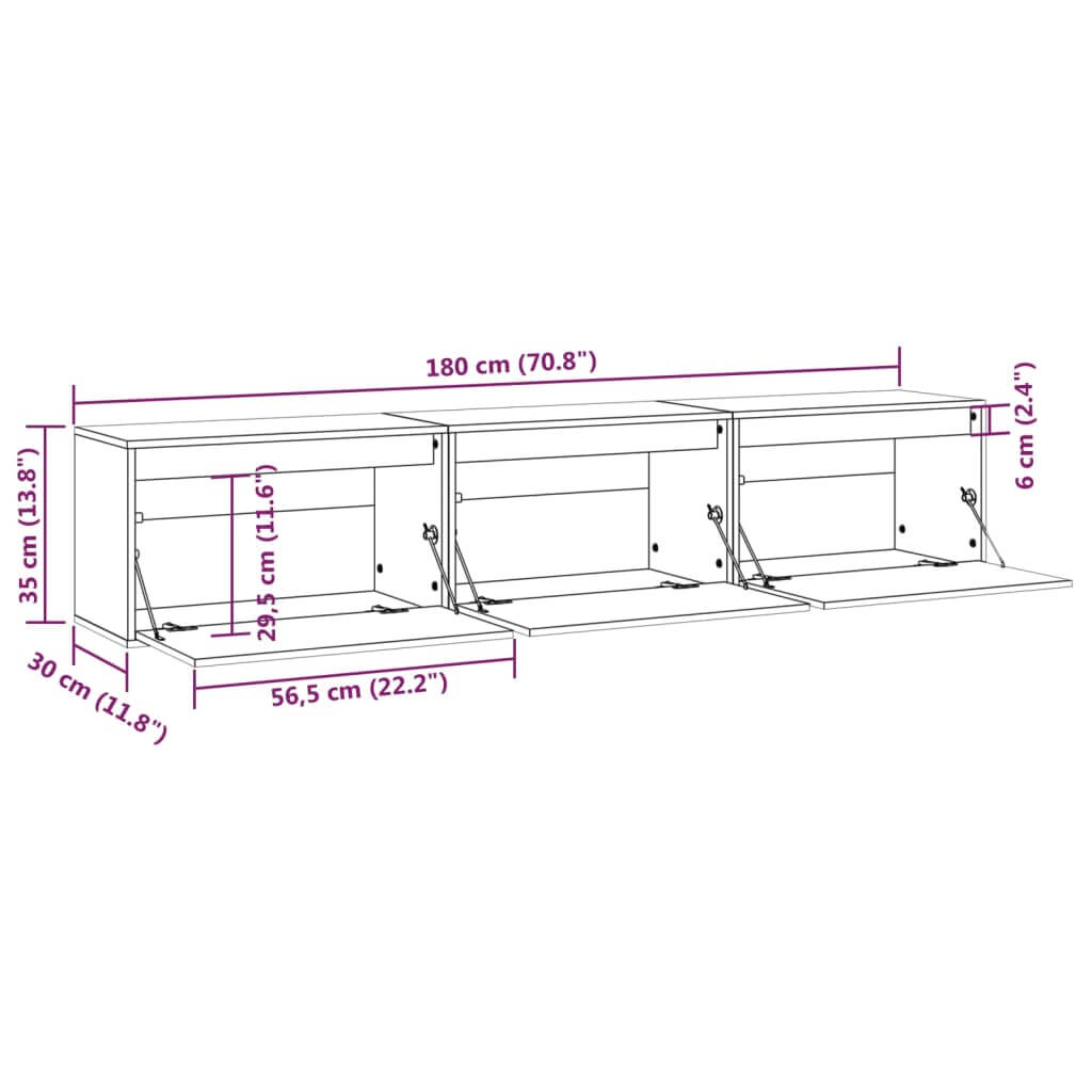 Dimensions of 3 pcs white solid wood pine TV cabinets with measurements labeled. Perfect for stylish home furniture.