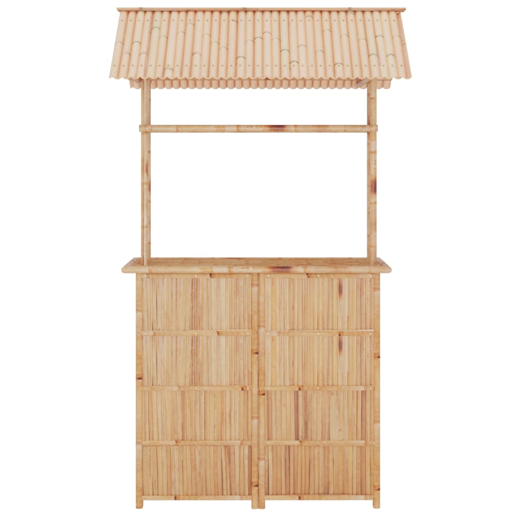 Piece Bar Set Bamboo with a unique design and roof for a tropical flair in garden or patio.