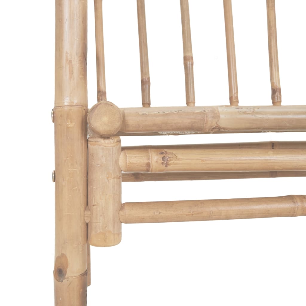 Close-up of VidaXL Garden Bench with Pergola 116 cm Bamboo | CherryFurnie showcasing detailed bamboo craftsmanship.