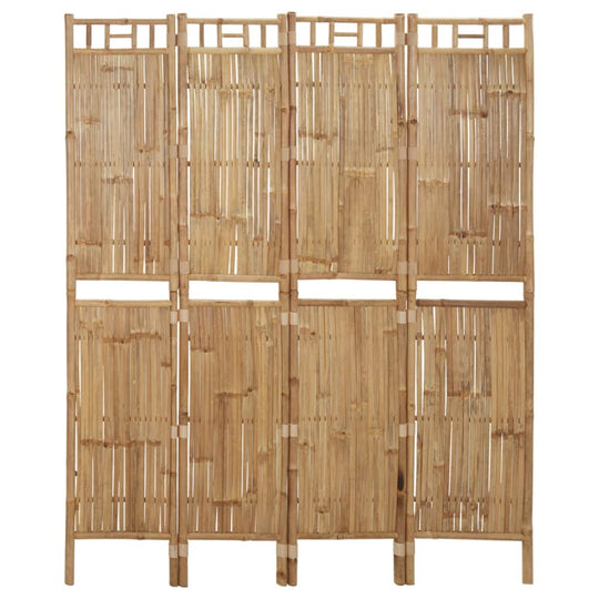 4-panel bamboo room divider for indoor and outdoor use, stylish and durable privacy screen, perfect outdoor furniture.
