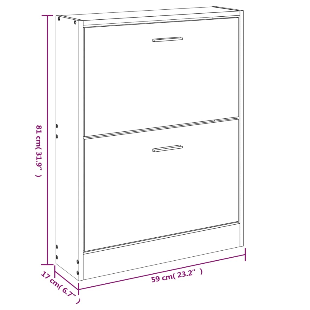 Shoe Cabinet  59x17x81 cm Engineered Wood
