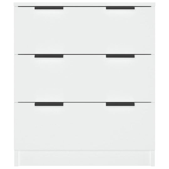 Classic white sideboard with three drawers, made of engineered wood, ideal for stylish storage in any room.