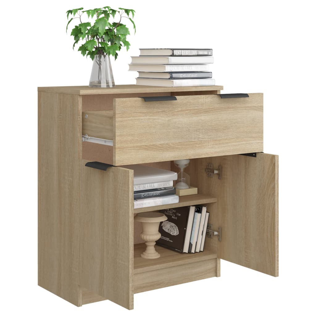 Sideboard in Sonoma Oak finish with 1 drawer, 2 doors, and shelves, perfect for modern interiors and ample storage.