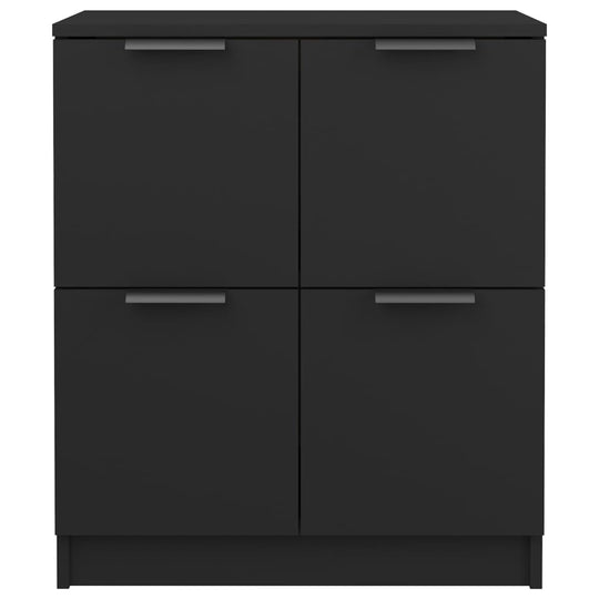 Sideboard 60x30x70 cm Engineered Wood in sleek black finish with four doors for ample storage.
