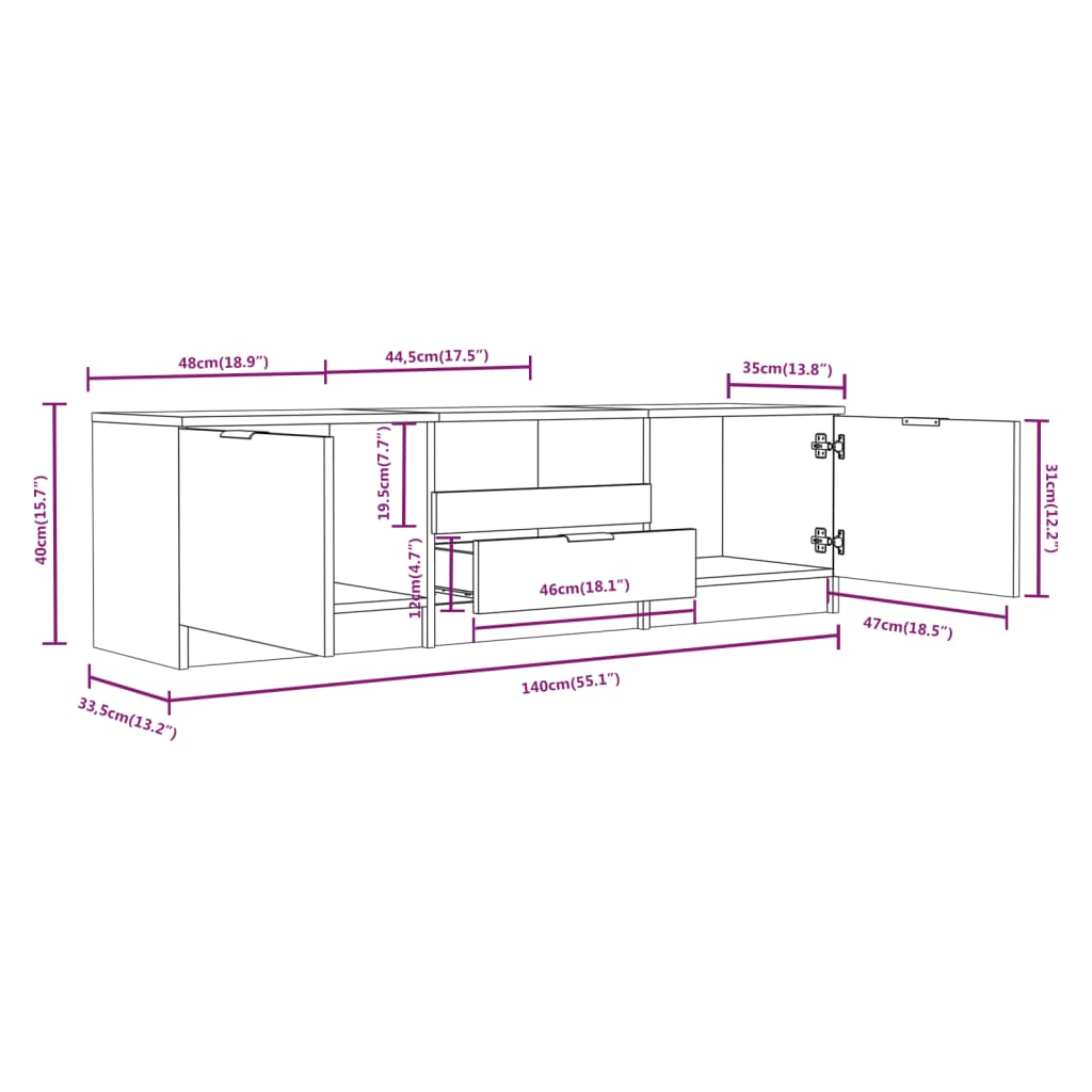 TV Cabinet 140x35x40 cm Engineered Wood , Furniture -> Entertainment Centers & TV Stands , Durable,eligant,Entertainment Centers & TV Stands,Furniture -,Home & Garden -,Modern Design,new-305021