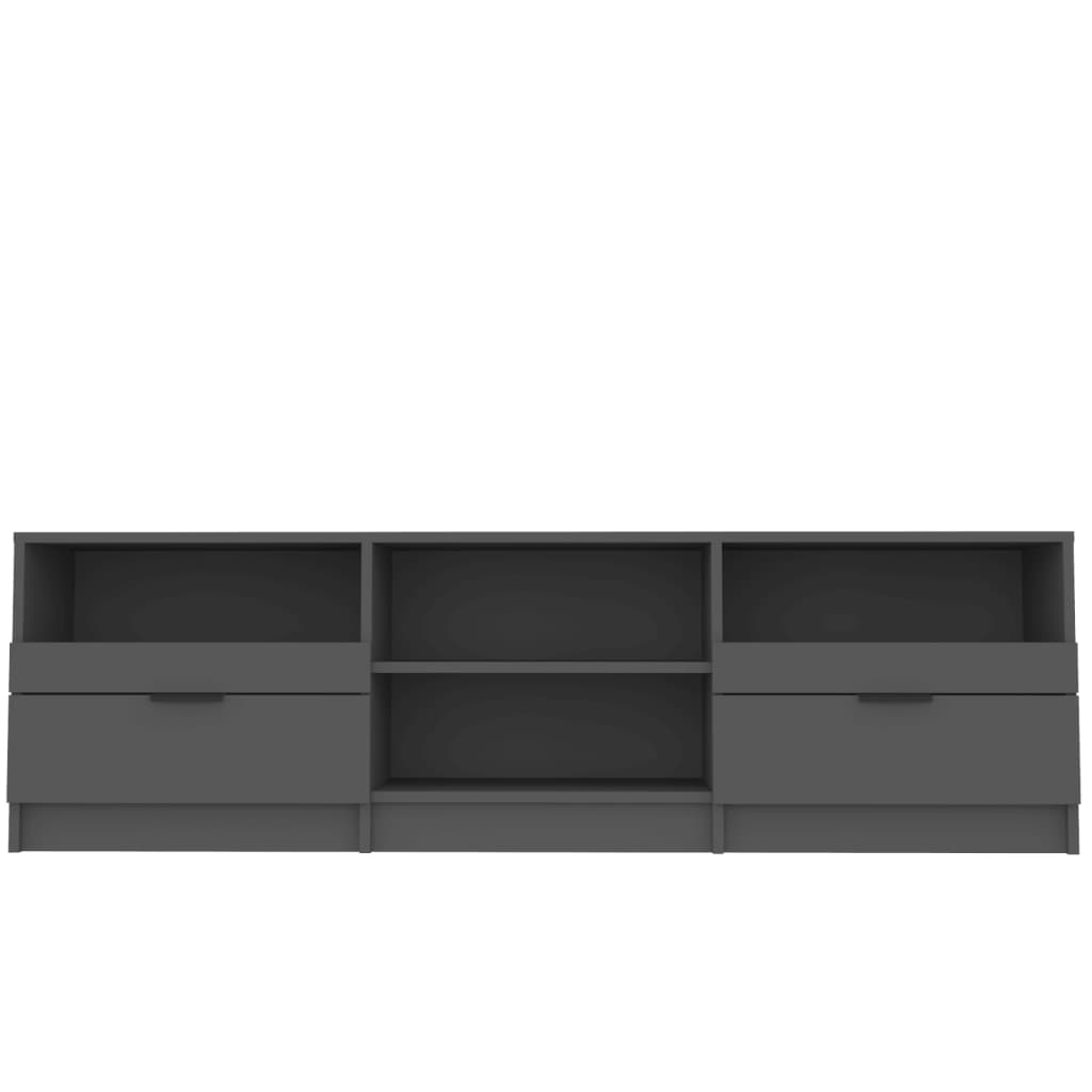 Black TV cabinet engineered wood 150x33.5x45 cm with drawers and shelves, modern home furniture for organizing media and decor.