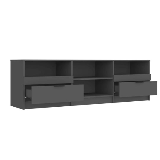 Modern black TV cabinet with drawers and shelves, engineered wood, ideal for home and garden furniture settings.