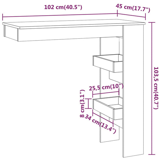 Wall Bar Table 102x45x103.5 cm Engineered Wood , Furniture -> Tables -> Kitchen & Dining Room Tables , Durable,eligant,Furniture -,Home & Garden -,Kitchen & Dining Room Tables,Modern Design,new-305021,Tables -