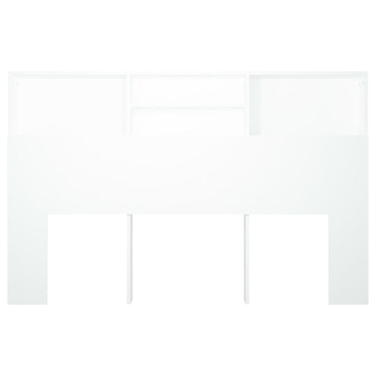 White headboard cabinet with four compartments, ideal for bedroom organization and modern decor.