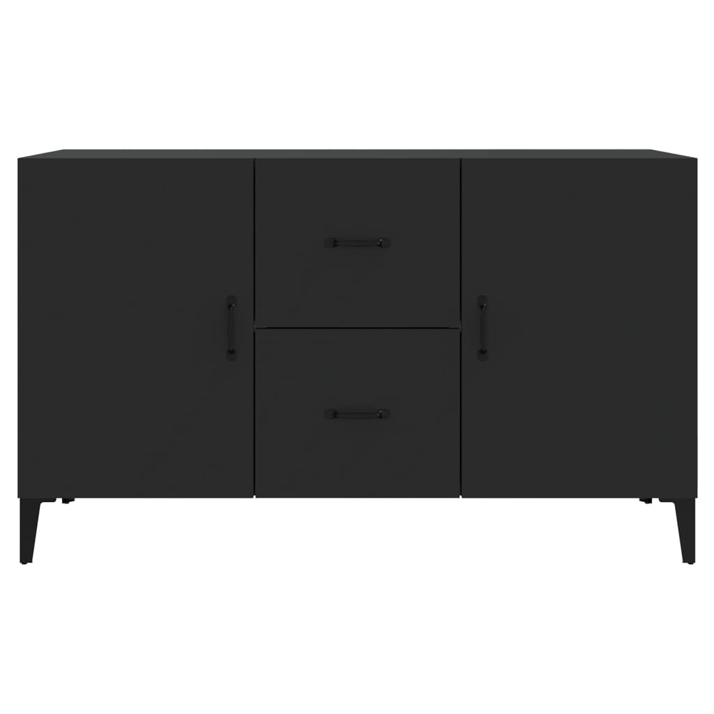 Classic black sideboard with two doors and two drawers for ample storage in engineered wood, 100x36x60 cm size.