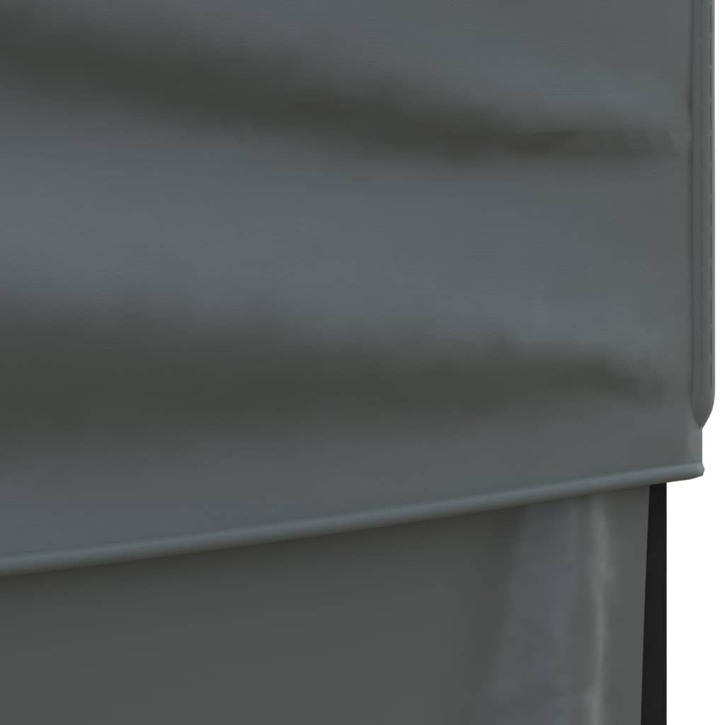 Close-up of anthracite fabric on a folding party tent showcasing its durable, UV-resistant material.