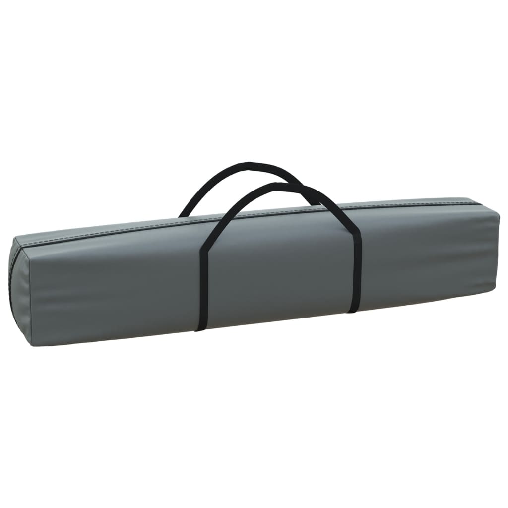 Portable gray carrying case for folding tent with handles for easy transport and storage.