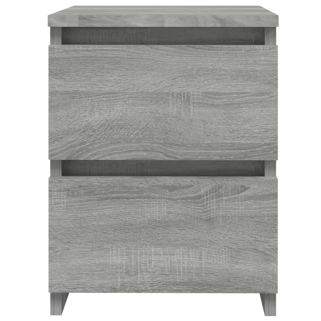 Grey Sonoma bedside cabinet with two drawers, stylish engineered wood furniture for elegant home decor.