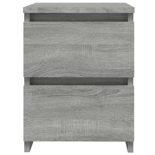 Grey Sonoma bedside cabinet with two drawers, stylish engineered wood furniture for elegant home decor.