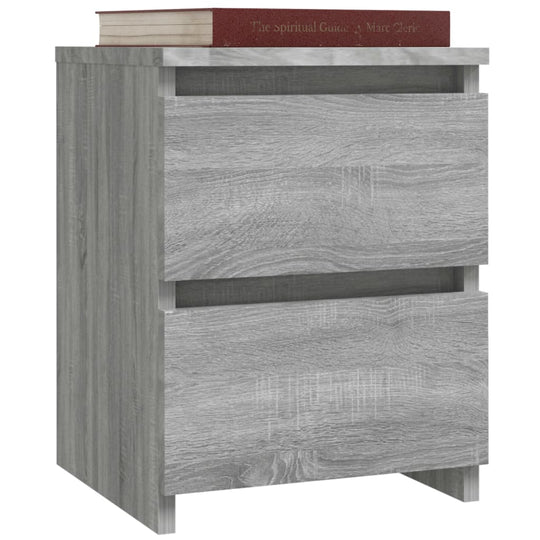 Elegant grey Sonoma bedside cabinet with two drawers, perfect for stylish storage, made of engineered wood.