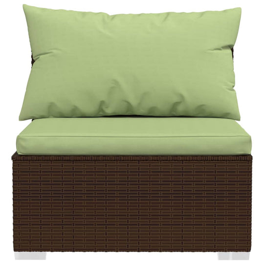 2 Piece Garden Lounge Set with Cushions Poly Rattan Brown