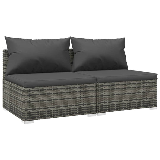 Piece Garden Lounge Set with Cushions Poly Rattan sofa in grey with modular design