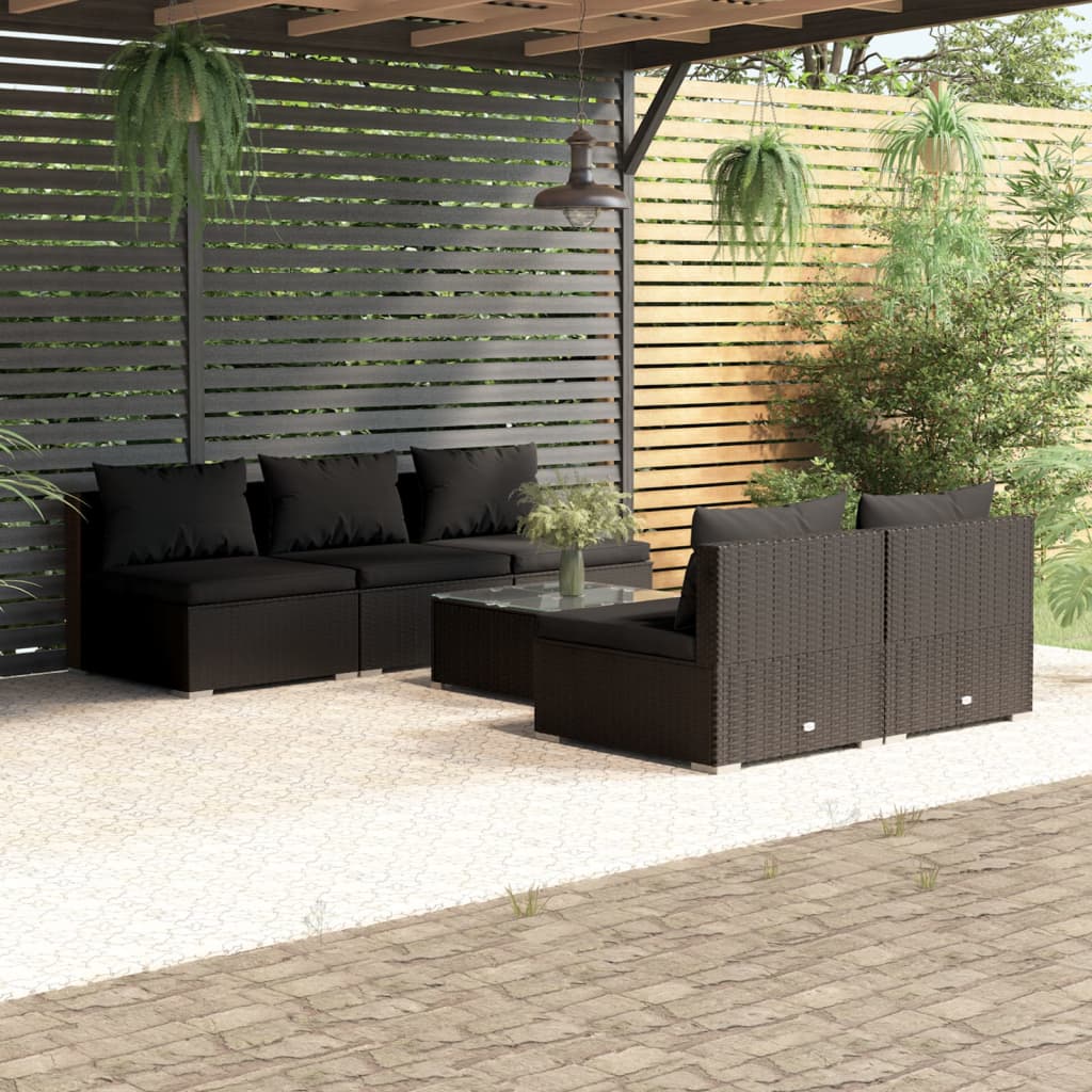 6 Piece Garden Lounge Set with Cushions Poly Rattan , Furniture -> Outdoor Furniture -> Outdoor Furniture Sets , black,Chairs -,Durable,eligant,Furniture -,Home & Garden -,Home Decor,Modern Design,new-305021,Outdoor Furniture -,Outdoor Furniture Sets,Outd