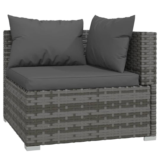 6 Piece Garden Lounge Set with Cushions Poly Rattan modular corner chair in grey PE rattan with cushions, ideal for outdoor relaxation.