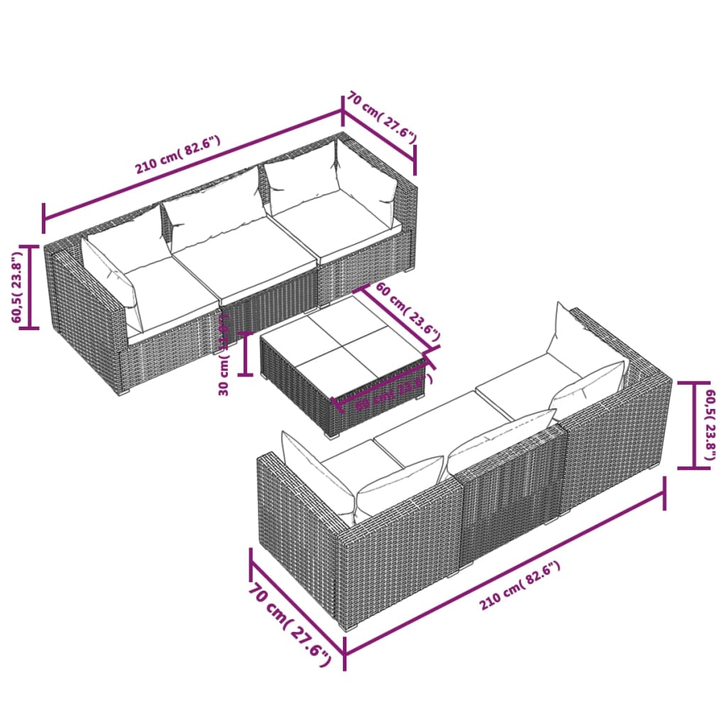 7 Piece Garden Lounge Set with Cushions Poly Rattan , Furniture -> Outdoor Furniture -> Outdoor Furniture Sets , Decor -,Durable,eligant,Furniture -,Home & Garden -,Home Decor,Modern Design,new-305021,Outdoor Furniture -,Outdoor Furniture Sets,Outdoor Sea