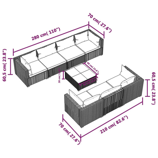 6 Piece Garden Lounge Set with Cushions Poly Rattan , Furniture -> Outdoor Furniture -> Outdoor Furniture Sets , black,Chairs -,Durable,eligant,Furniture -,Home & Garden -,Home Decor,Modern Design,new-305021,Outdoor Furniture -,Outdoor Furniture Sets,Outd