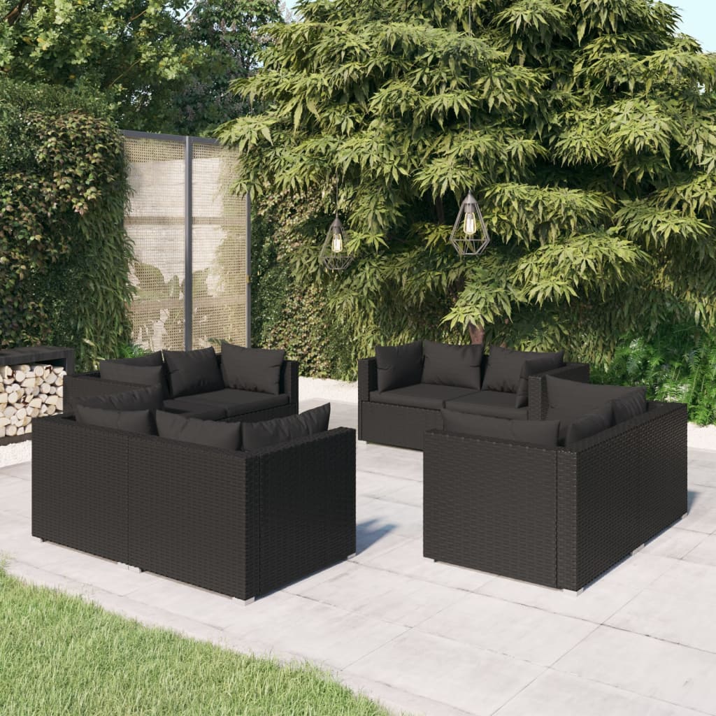 8 Piece Garden Lounge Set with Cushions Poly Rattan , Furniture -> Outdoor Furniture -> Outdoor Furniture Sets , black,Chairs -,Durable,eligant,Furniture -,Home & Garden -,Home Decor,Modern Design,new-305021,Outdoor Furniture -,Outdoor Furniture Sets,Outd