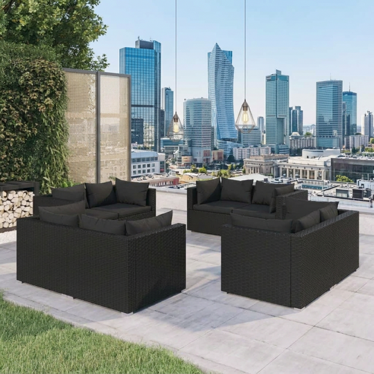 VidaXL 8 Piece Garden Lounge Set with Cushions Poly Rattan