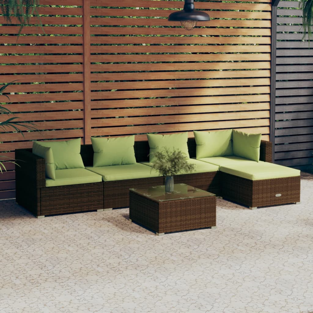 5 Piece Garden Lounge Set with Cushions Poly Rattan , Furniture -> Outdoor Furniture -> Outdoor Furniture Sets , black,Chairs -,Decor -,Durable,eligant,Furniture -,Home & Garden -,Home Decor,Modern Design,new-305021,Outdoor Furniture -,Outdoor Furniture S