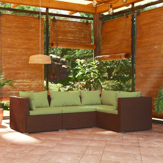 Garden Lounge 4 Piece Set with Cushions Poly Rattan
